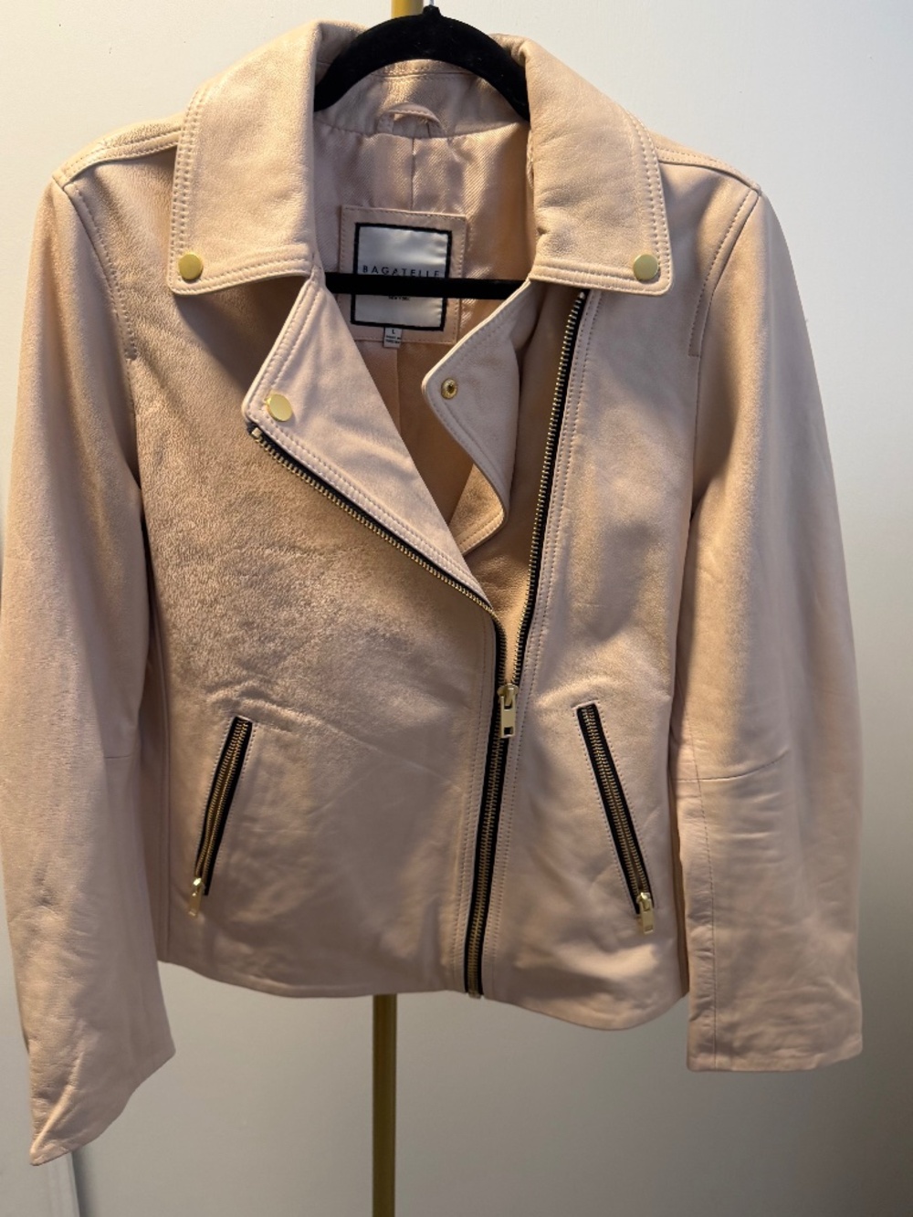 Boston Proper Genuine Leather Zip Detail Moto Jacket